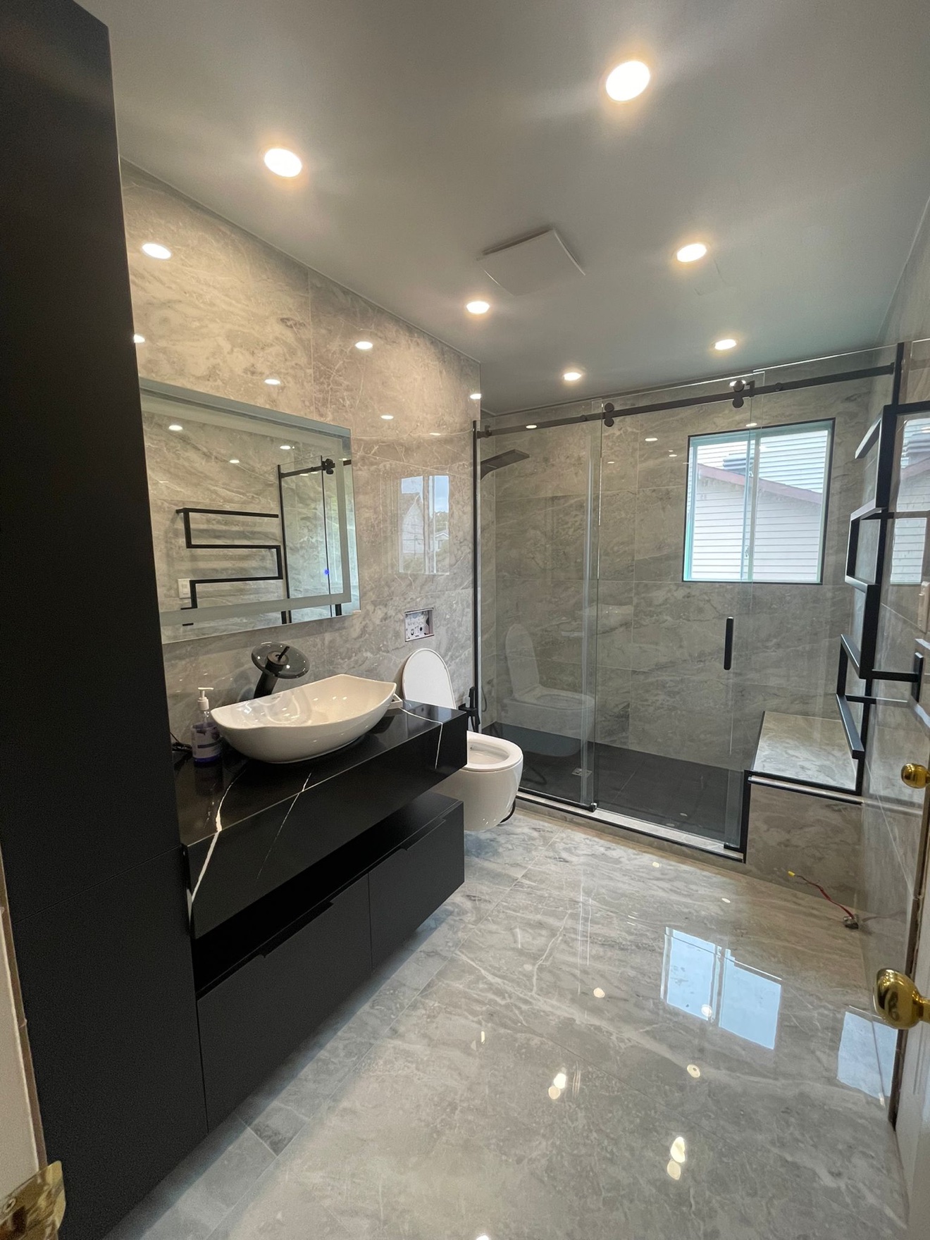 Bathroom door view after