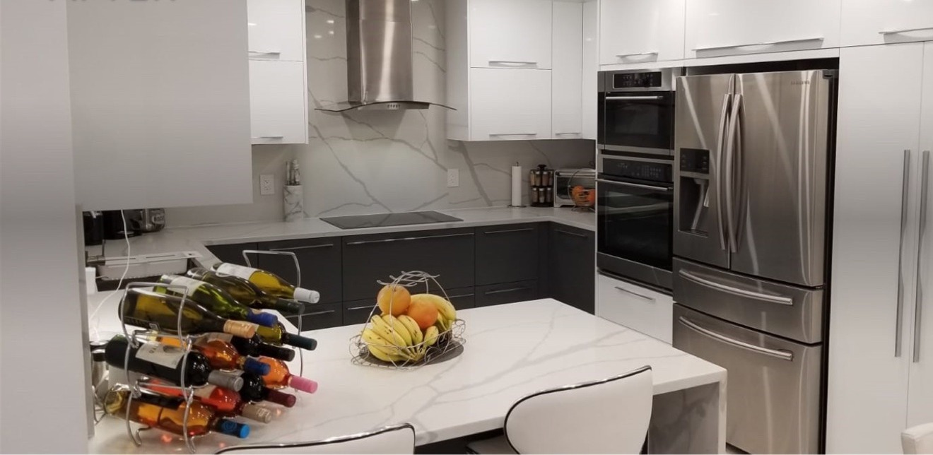 Modern island fridge after