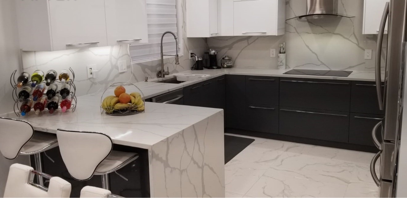 Modern island sink after