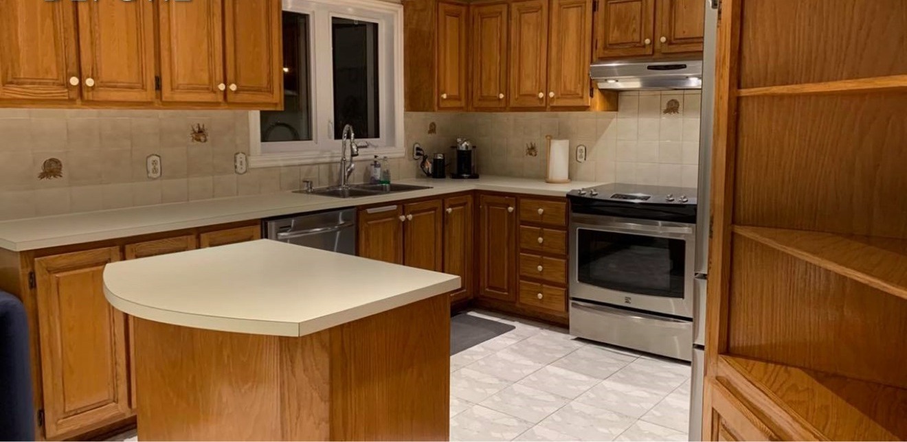 Oak sink peninsula before
